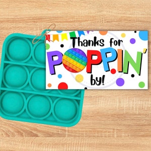Etiqueta de regalo Pop It / Etiqueta de regalo de fiesta / Gracias por Poppin by / Etiqueta de llavero Pop It / Regalo de fiesta Popit / Poppin By / Cumpleaños Pop It / Etiquetas Pop It