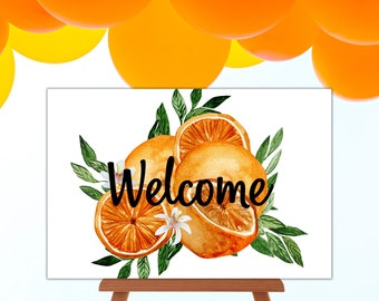 Oranje welkomstbord babyshower | Klein schatje (digitale download)