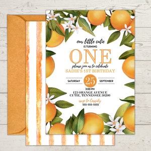 Our Little Cutie is Turning One | Birthday Party Invitation | First Birthday | Orange Birthday Party | Cutie Birthday Party | Little Cutie