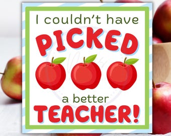 Teacher Appreciation Apple Gift Tag | Printable Thank You (PDF)