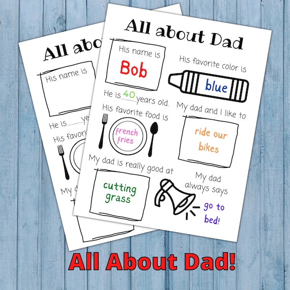 All About Dad Fill in the Blank Printable All About Dad | Etsy