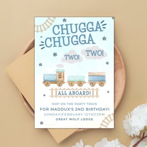 Cheereveal Chugga Chugga Two Two Geburtstagsbanner – Zug-Motiv Für 2. Geburtstag | 20 Karten, 16x21 Cm
