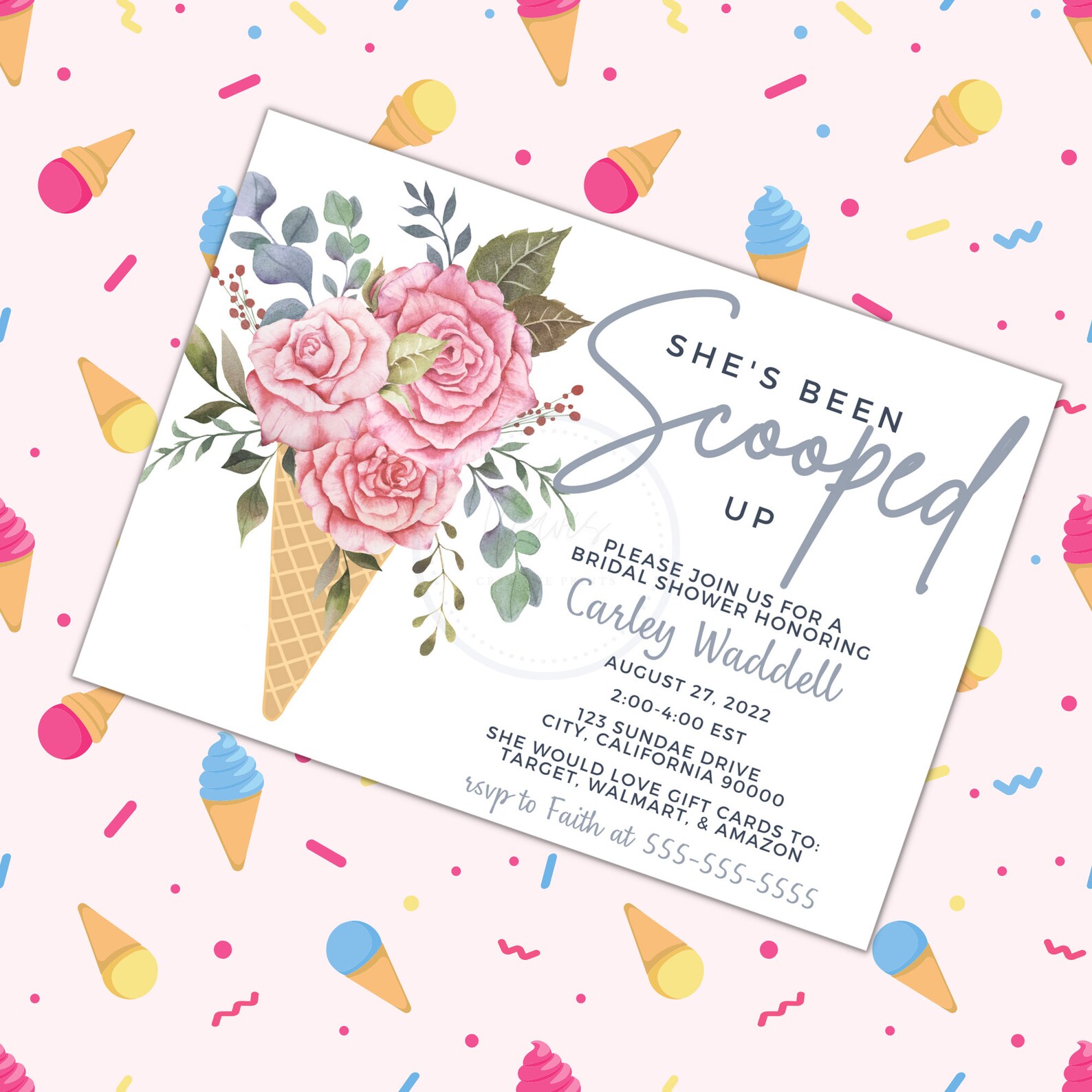 She's Been Scooped up Bridal Shower Invitation Bridal Shower Invite Ice