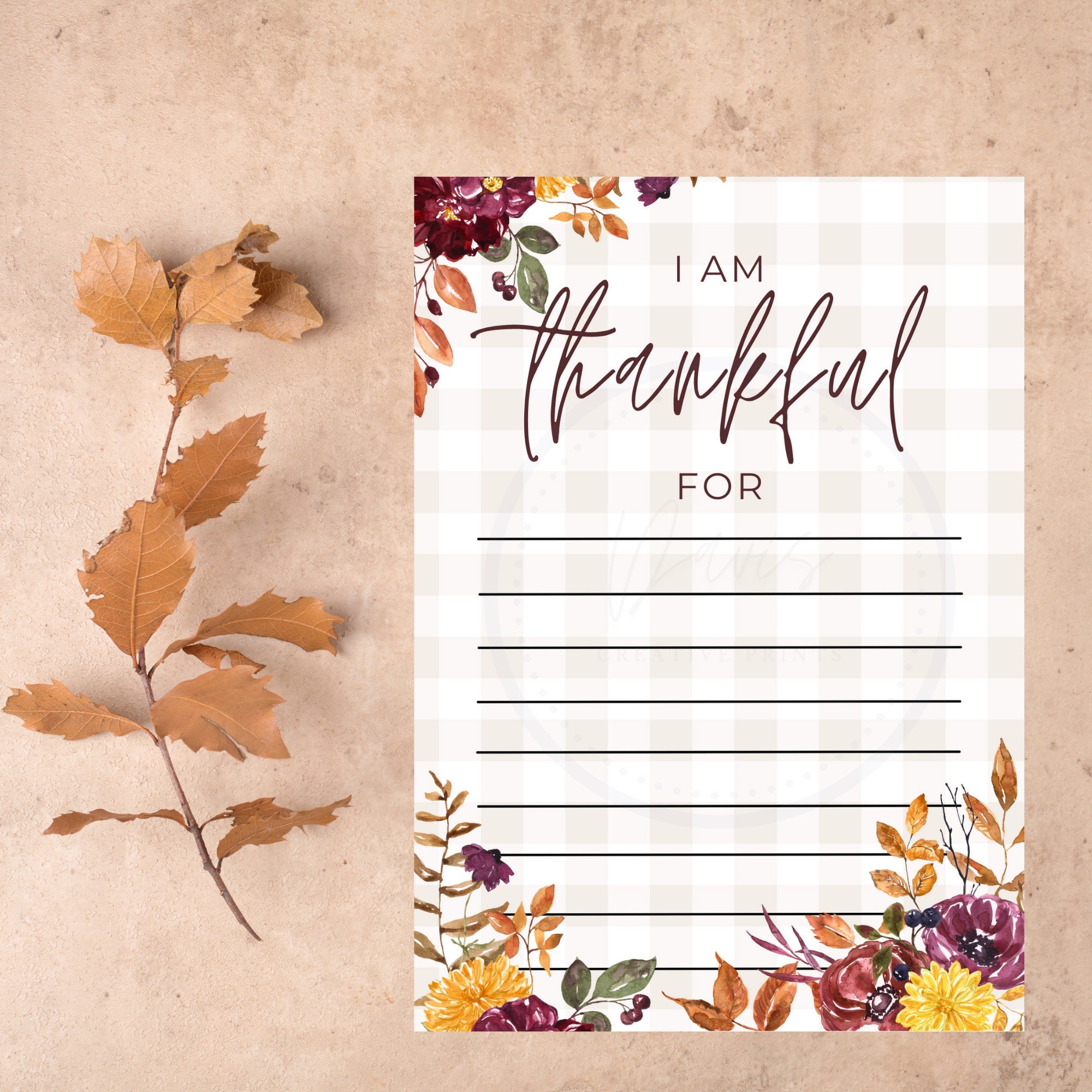 I am Thankful for Cards | Thanksgiving Cards | Friendsgiving Cards| Gratitude Cards| Fall Thankful | Printable Thankful| Writing Template