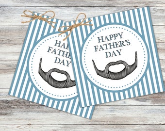 Happy Father's Day Gift Tag| Fathers Day Gift Tag| Blue Striped Gift Tag| Gift for Dad| Gift for Stepdad| Gift for Grandpa| Dads with beards