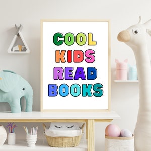 Playroom Wall Art, Cool kids read books print, Read Books Sign, Kids Wall Decor, Playroom Reading Decor, Classroom Printable, School Decor,