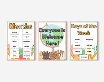 Classroom Posters Pack, Alphabet, Zahlen, Formen (Digitaler Download)