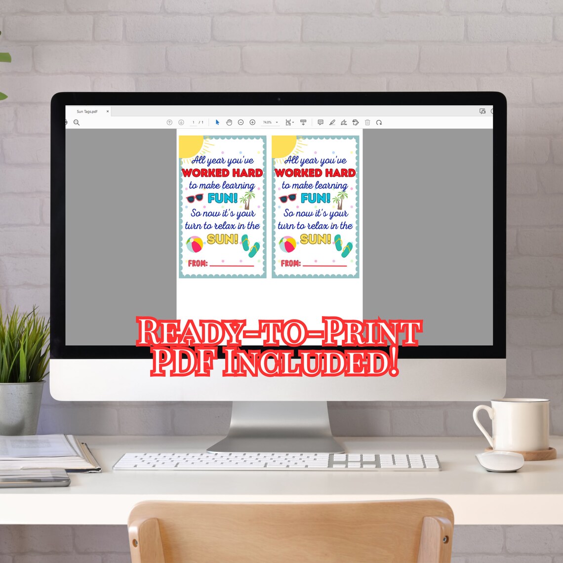 Beach Theme Teacher Gift Tag | End of Year Thank You (PDF) - Etsy