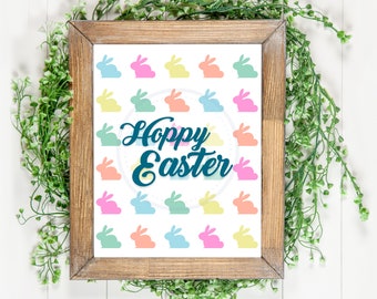 Hoppy Easter Bunny Wall Art | Spring Decor (Printable PNG)