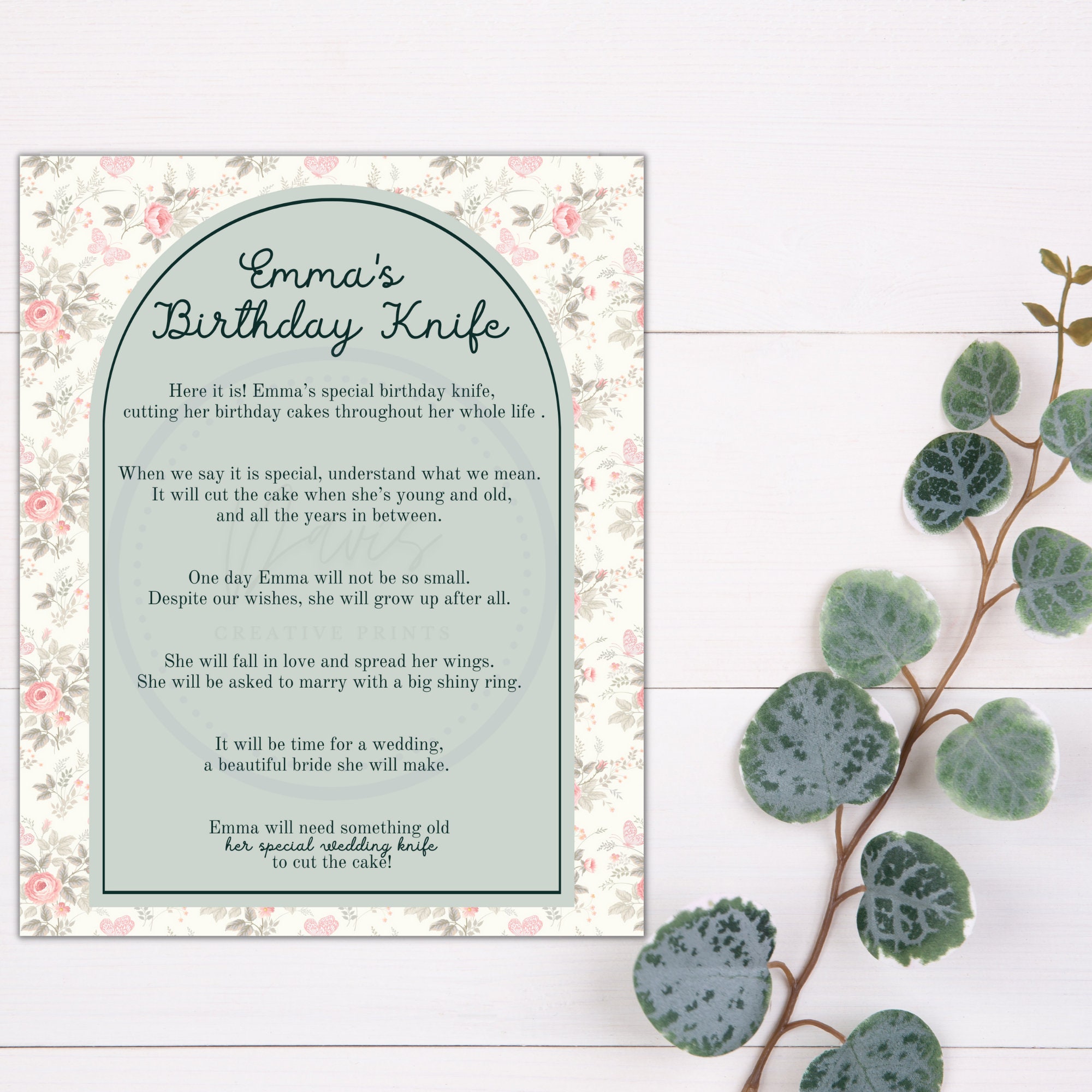 Personalized Birthday Knife Poem First Birthday Cake Knife Etsy