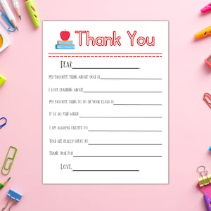 Semana de agradecimiento a los maestros / Escritura imprimible / Hoja de trabajo de escritura para niños / Regalo de un estudiante / Agradecimiento a los maestros / Imprimible preescolar /