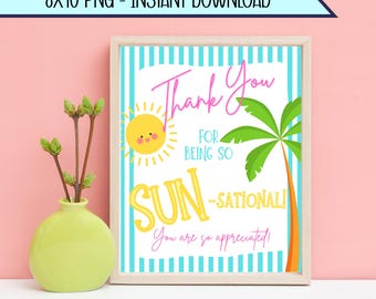 Sun-sational Thank You Sign | Teacher, Staff, Nurse Appreciation (PNG Digital Download)