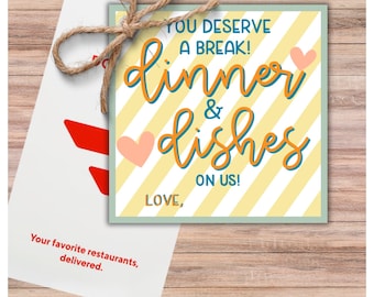 Dinner and Dishes Gift Tag | Teacher Appreciation (PDF)
