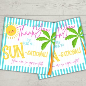 Thank you Tag Thank You For Being So Sun-sational Thank you Gift Tag Teacher Appreciation Staff Appreciation Nurse Appreciation image 4