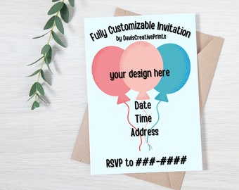 Invitaciones personalizadas, diseña tus propias invitaciones (descarga digital)
