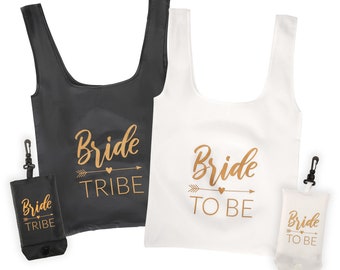 Bachelorette Favor Bags- Foldable Bride Tribe Bags and Matching Keychains