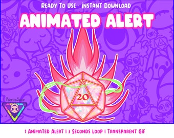D20 | Animation | Twitch Alert | GIF animation | Animated Alert | Streaming | Digital Download | Dungeons and Dragons | D&D | Pink