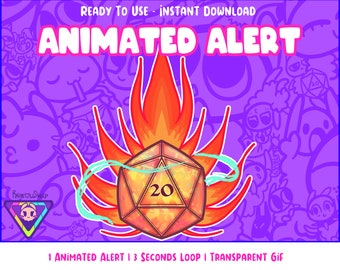 D20 | Animation | Twitch Alert | GIF animation | Animated Alert | Streaming | Digital Download | Dungeons and Dragons | D&D | Fire