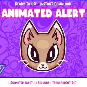 Cat | Animation | Twitch Alert | GIF animation | Animated Alert | Streaming | Digital Download | Cute | Tan