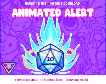 D20 | Animation | Twitch Alert | GIF-Animation | Animierte | Streaming | Digitaler Download | Dungeons and Dragons | D&D | Blaue | Eis