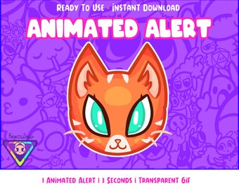 Cat | Animation | Twitch Alert | GIF animation | Animated Alert | Streaming | Digital Download | Cute | Orange