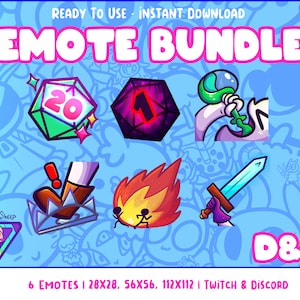 D&D Emote Bundle | Pack 1 | Set of 6 | For Twitch and Discord| Dungeons and Dragons | Streaming |