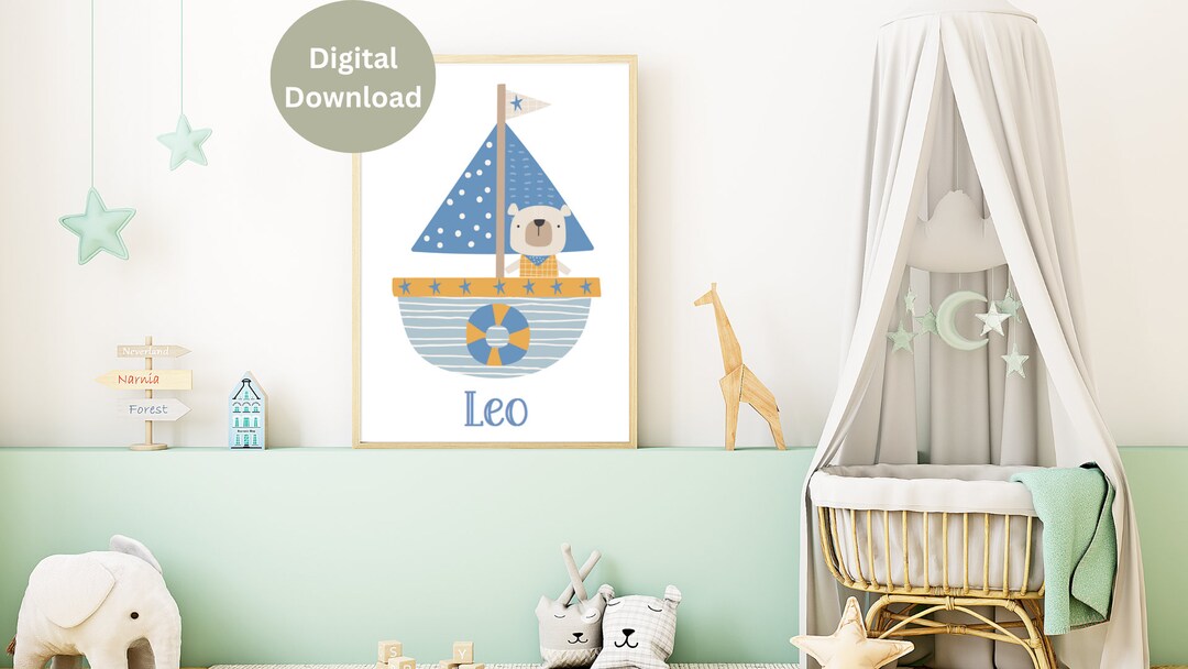 Personalised Printable Bear Wall Art, Printable Kids Wall Art, Digital ...