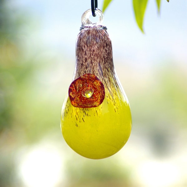 Hand Blown Glass Hummingbird Feeder with Feeding Tube | Art Glass Hanging Bird feeder| Multicolor