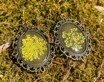 CLAY EARRINGS | Lightweight | Handmade | Statement Earrings | Hypoallergenic | Vintage Yellow Floss Flower