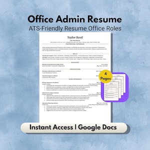 Office & Admin Roles | ATS-Friendly Resume + Cover Letter Set | References Page | Google Docs | Editable | Digital Download