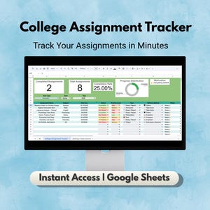 College Assignment Tracker, University Tracker, Student Planner, Class Assignment Tracker, Google Sheets, Instant Download