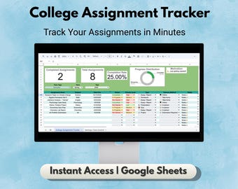 College Assignment Tracker, University Tracker, Student Planner, Class Assignment Tracker, Google Sheets, Instant Download