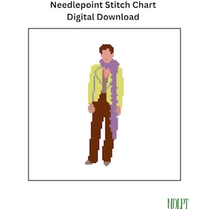 Harry Styles Inspired Digital Needlepoint Chart PDF Feather Boa Pop Star
