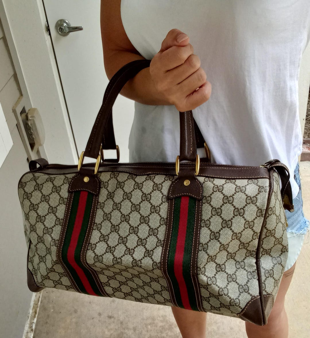 old GUCCI 20号　GIVENCHY 28号 Gucci 002 615 6838 Old Sherry Line Boston Bag | eBay