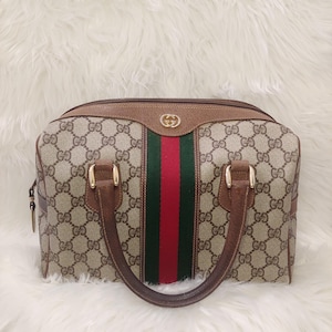 Auténtico bolso vintage Gucci GG Monogram Supreme Sherry Web Ophidia Boston Doctor Satchel