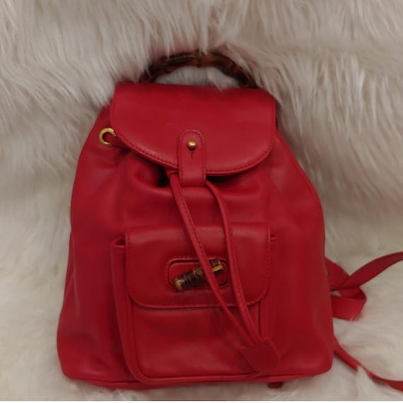 Authentic Vintage Gucci Bamboo Leather Backpack - Etsy display picture 1