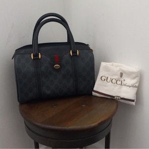Bolso de mano Boston Doctor Ophidia con monograma GG de Gucci, auténtico y vintage, con tribanda Sherry