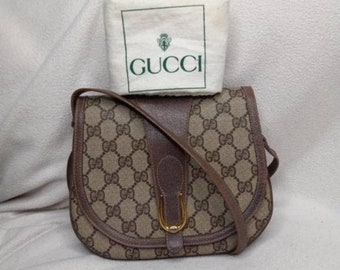 Authentic Vintage Gucci GG Monogram Supreme Saddle Shoulder Bag