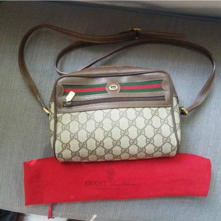 Gucci Ophidia Apple Round GG Supreme Monogram Crossbody Bag