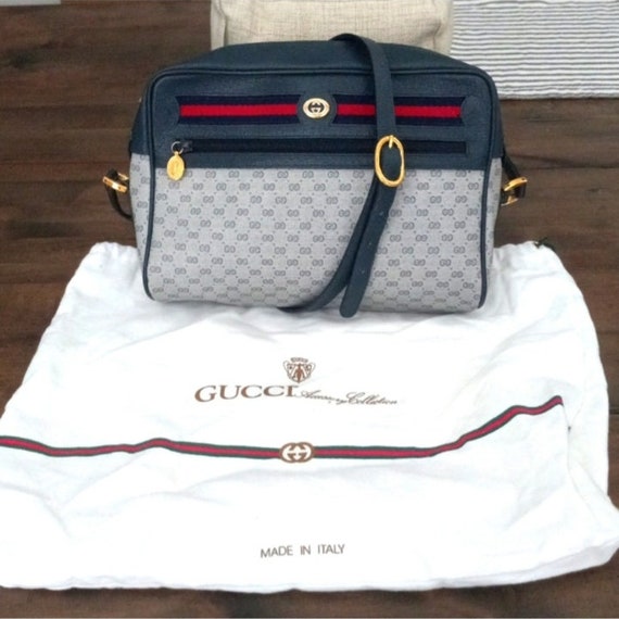 GUCCI Vintage micro GG WEB Monogram Canvas Leather CROSSBODY Bag Authentic