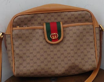 Gucci Vintage GG Logo Sherry Line Clutch Bag - Etsy