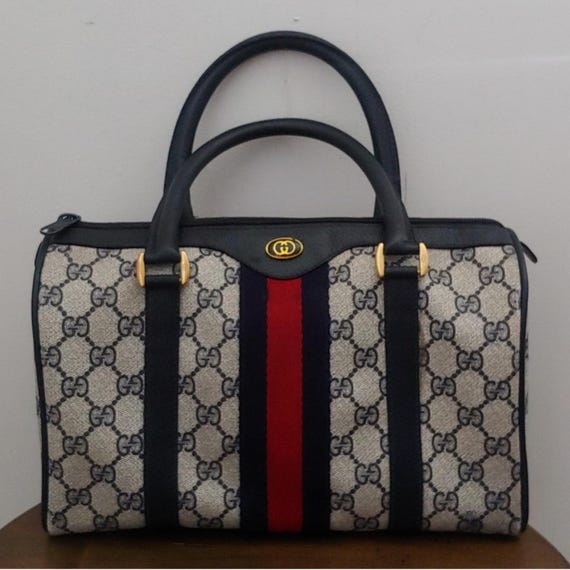 Authentic Vintage Gucci GG Monogram Supreme Sherry Web Ophidia Boston Doctor Satchel Bag Etsy