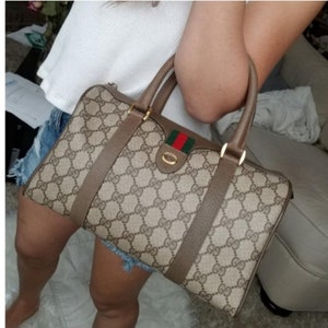 Bolso de mano Boston Doctor Ophidia con monograma GG de Gucci, auténtico y vintage, con tribanda Sherry
