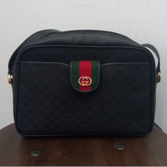 GUCCI vintag バッグ Rare Vtg 70s GUCCI Canvas GG Monogram Boxy Tote W/Leather
