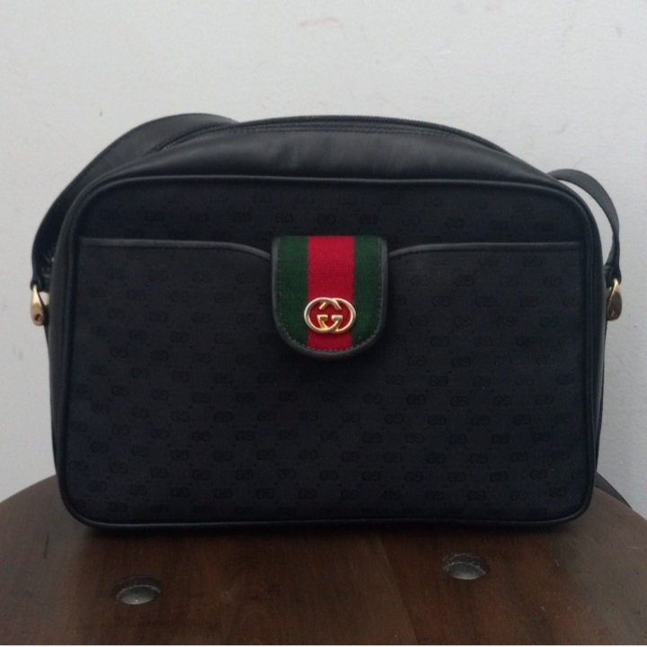 Authentic Vintage Gucci GG Monogram Micro Guccissima Sherry