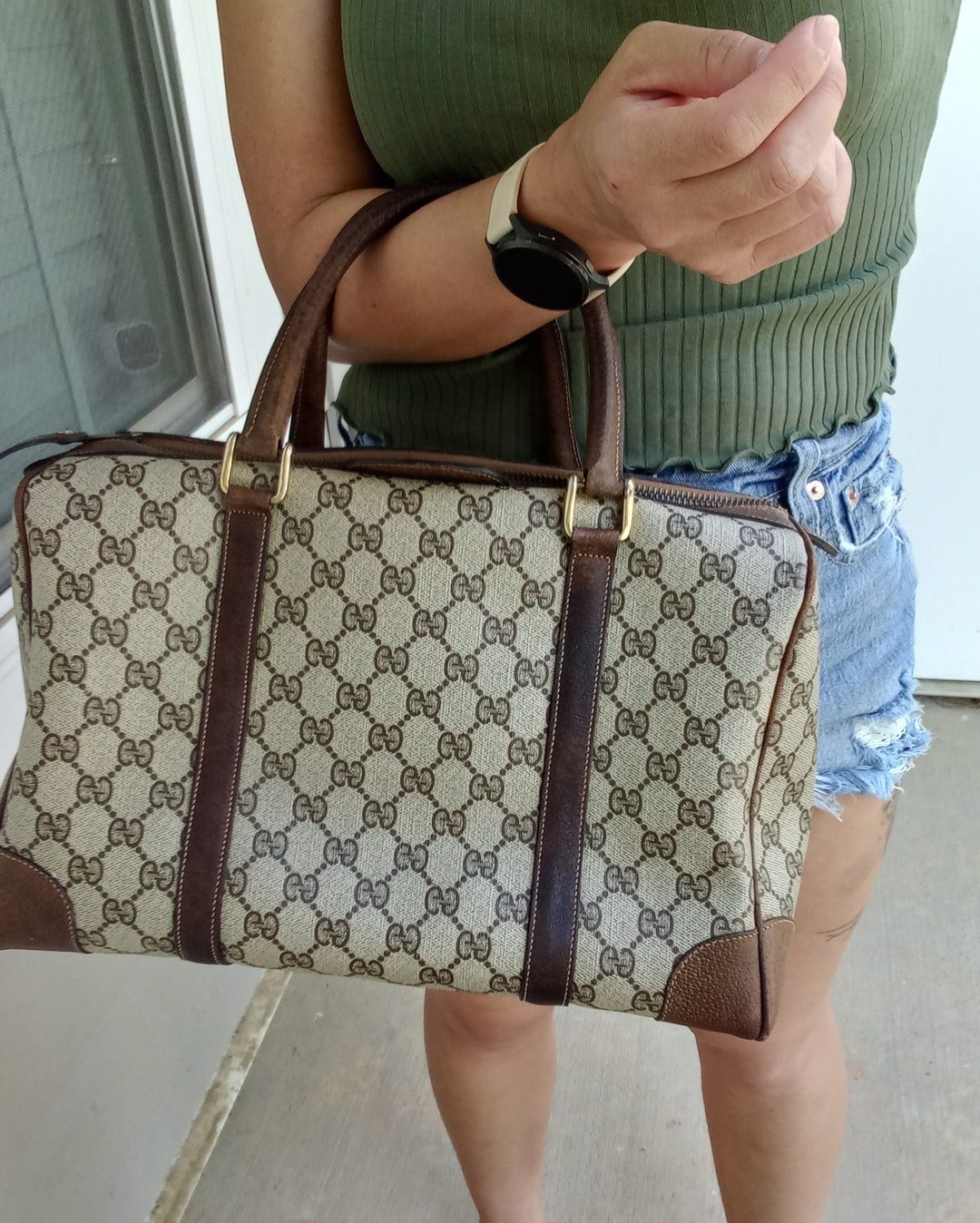 ★TOUT Y EST★ Baptiste Square Bag Vintage Brown CB2205-3 Gucci Vintage Gucci Accessory Collection GG Supreme Canvas