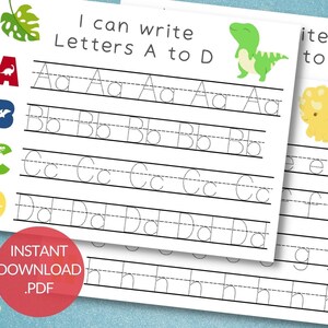 Hojas de trabajo imprimibles de rastreo de letras del alfabeto en mayúsculas y minúsculas para preescolar, educación en el hogar, jardín de infantes, educación temprana, aprender a leer y escribir