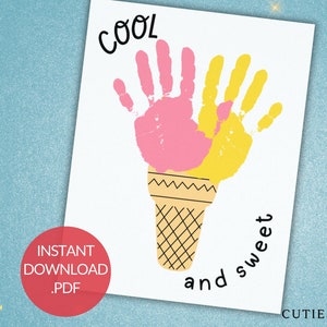Summer Ice Cream Printable Craft for Baby Handprint Keepsake Art Craft Teacher Parent Resources for Kids Pre-K Pre-school Kindergarten