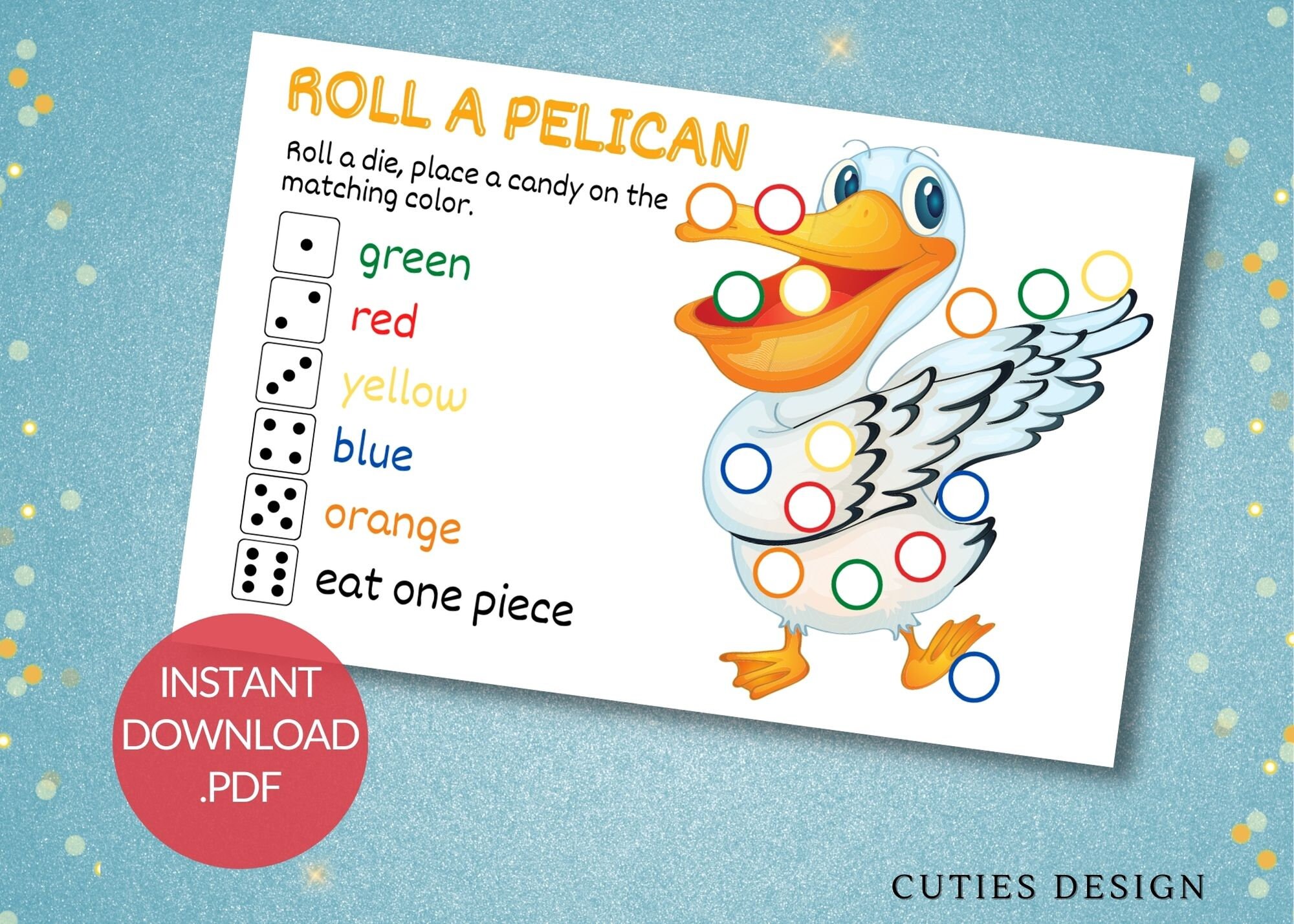 Printable Roll Dice Game, Instant Download Dice Game for Kids and