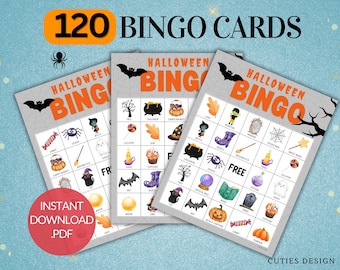 Juego de Bingo de Halloween / 120 Cartones Imprimibles (Descarga PDF)